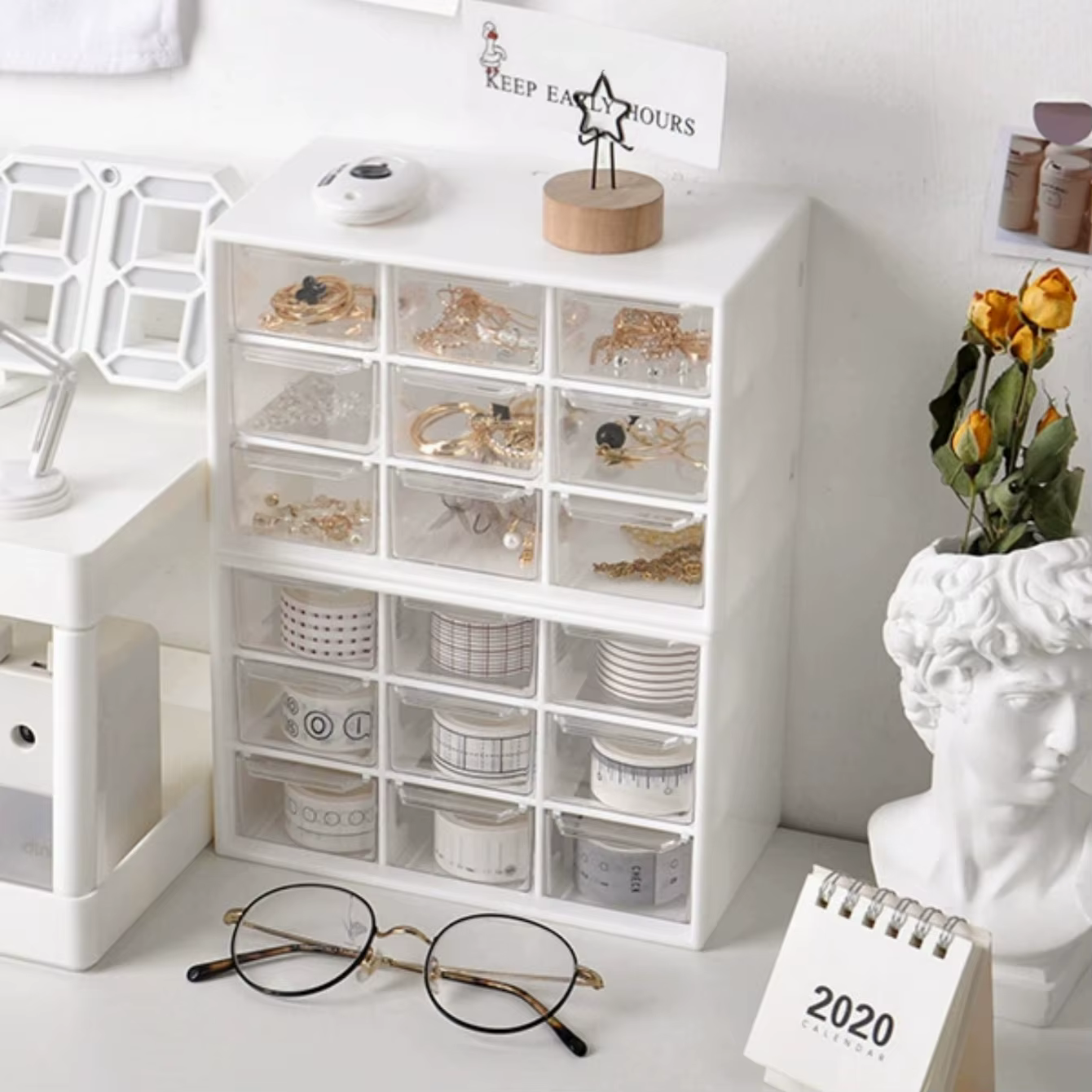 Boîte de rangement, tiroir transparent pour petites pièces