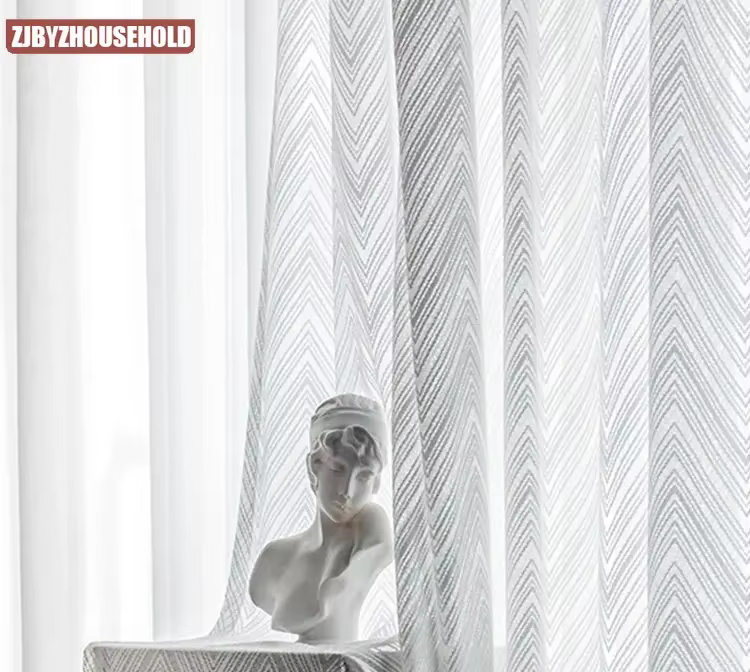 Rideaux transparents blancs géométriques modernes