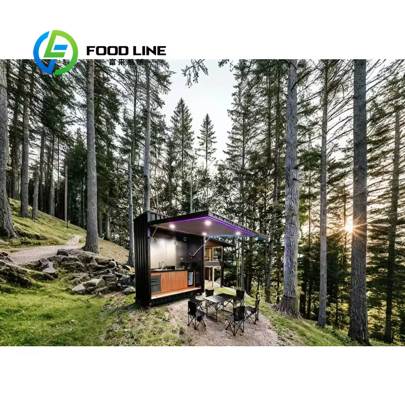 Abri modulaire personnalisé résistant aux intempéries avec pavillon de cuisine extérieure
