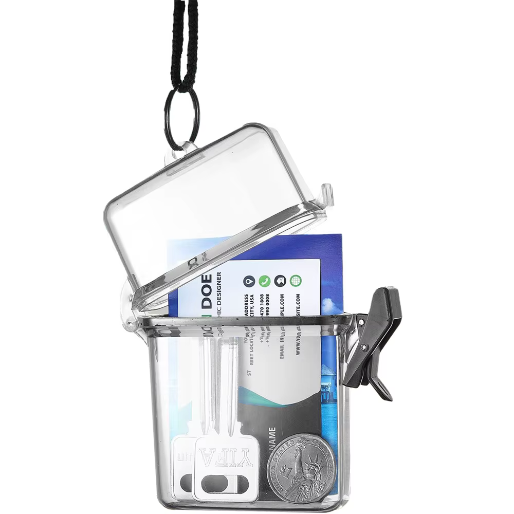 Boîte de rangement transparente avec corde