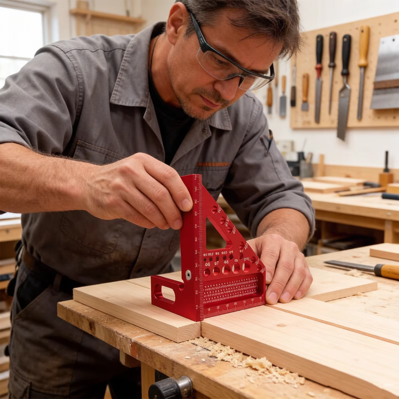 Outil de mesure combiné de précision pour le travail du bois - Règle