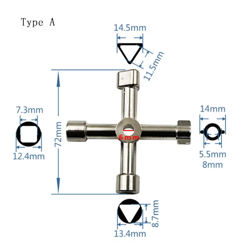 Clé triangulaire universelle multifonction 4-en-1 pour plombiers