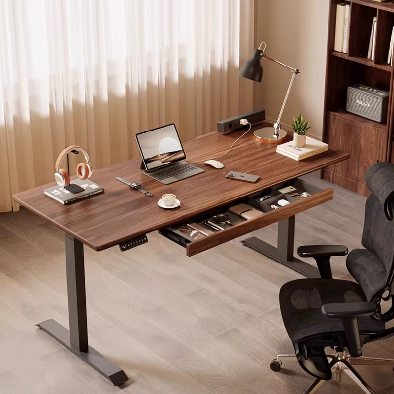 Organisateur de tiroir sous le bureau, étagère de rangement sur pied en bois de noyer noir, accessoire de bureau, organisateur de bureau d'ordinateur caché