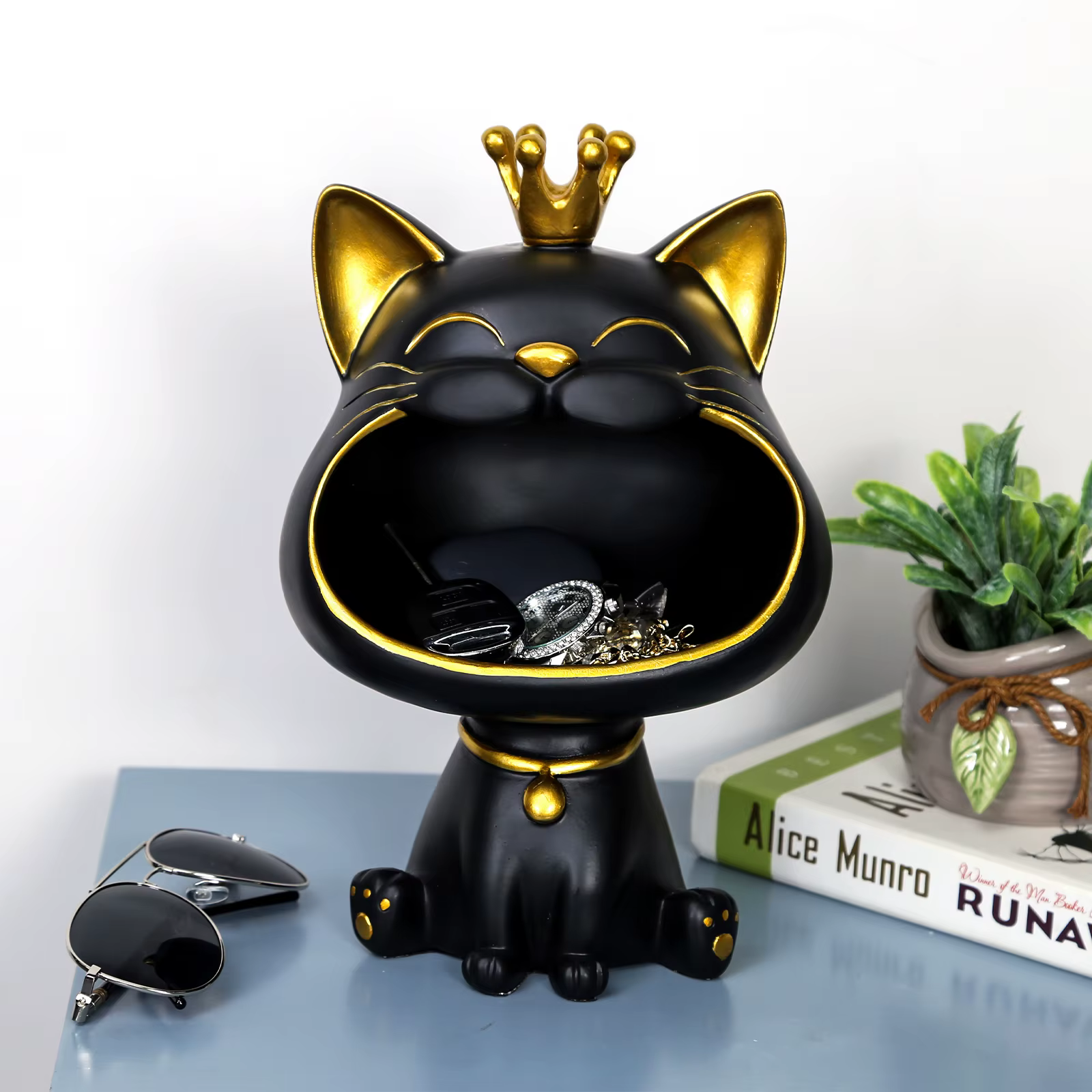 Boîte de rangement créative de figurine de chat porte-bonheur