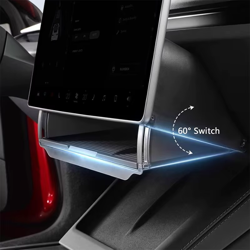 Boîte de rangement sous l'écran de la console centrale pour Tesla Model 3/Y Juniper/Launch 2026, Organiseur de rangement caché pour la console centrale