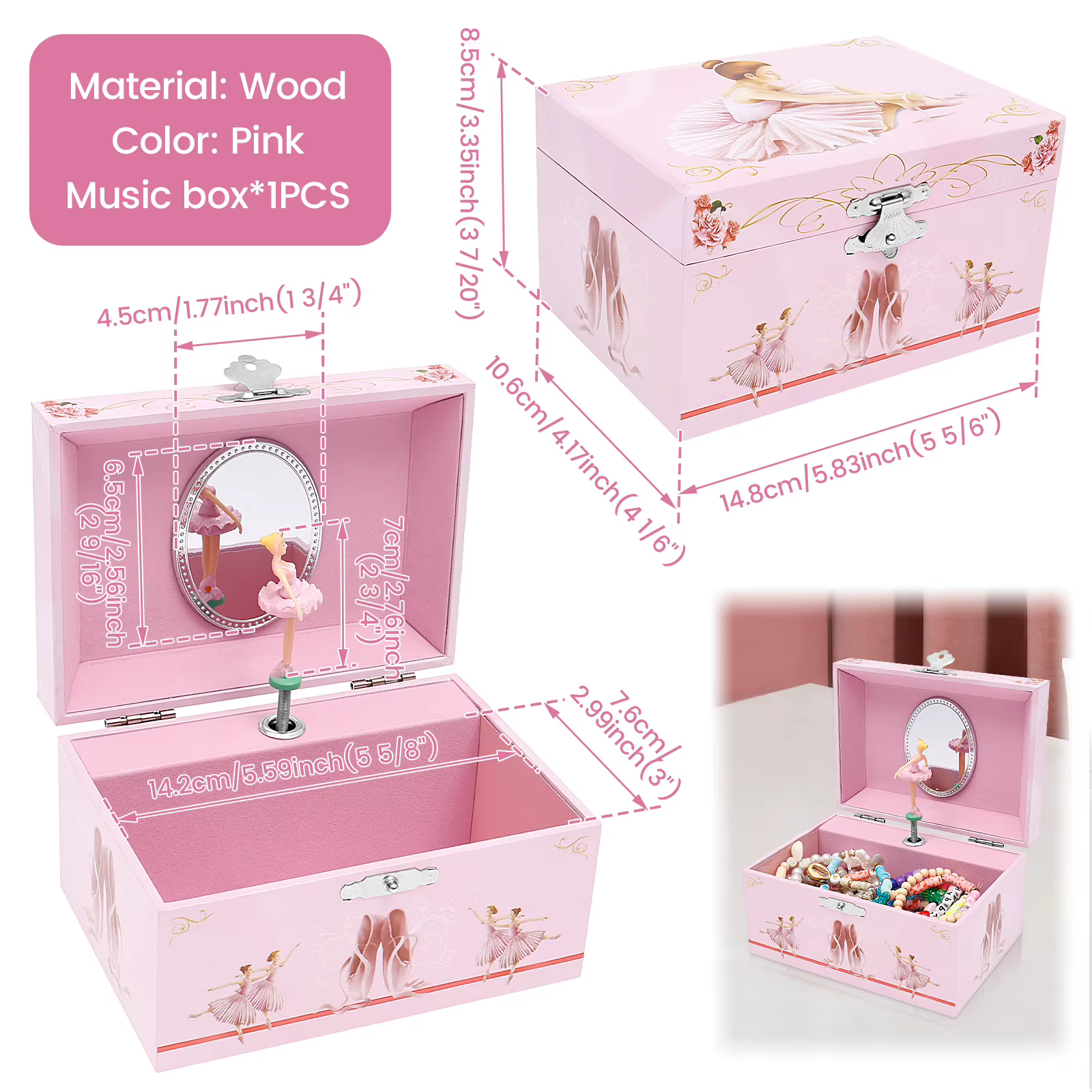 Boîte à bijoux musicale Ballerine