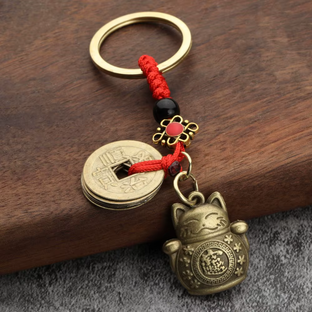 Porte-clés Vintage Porte-Bonheur en Laiton Pur