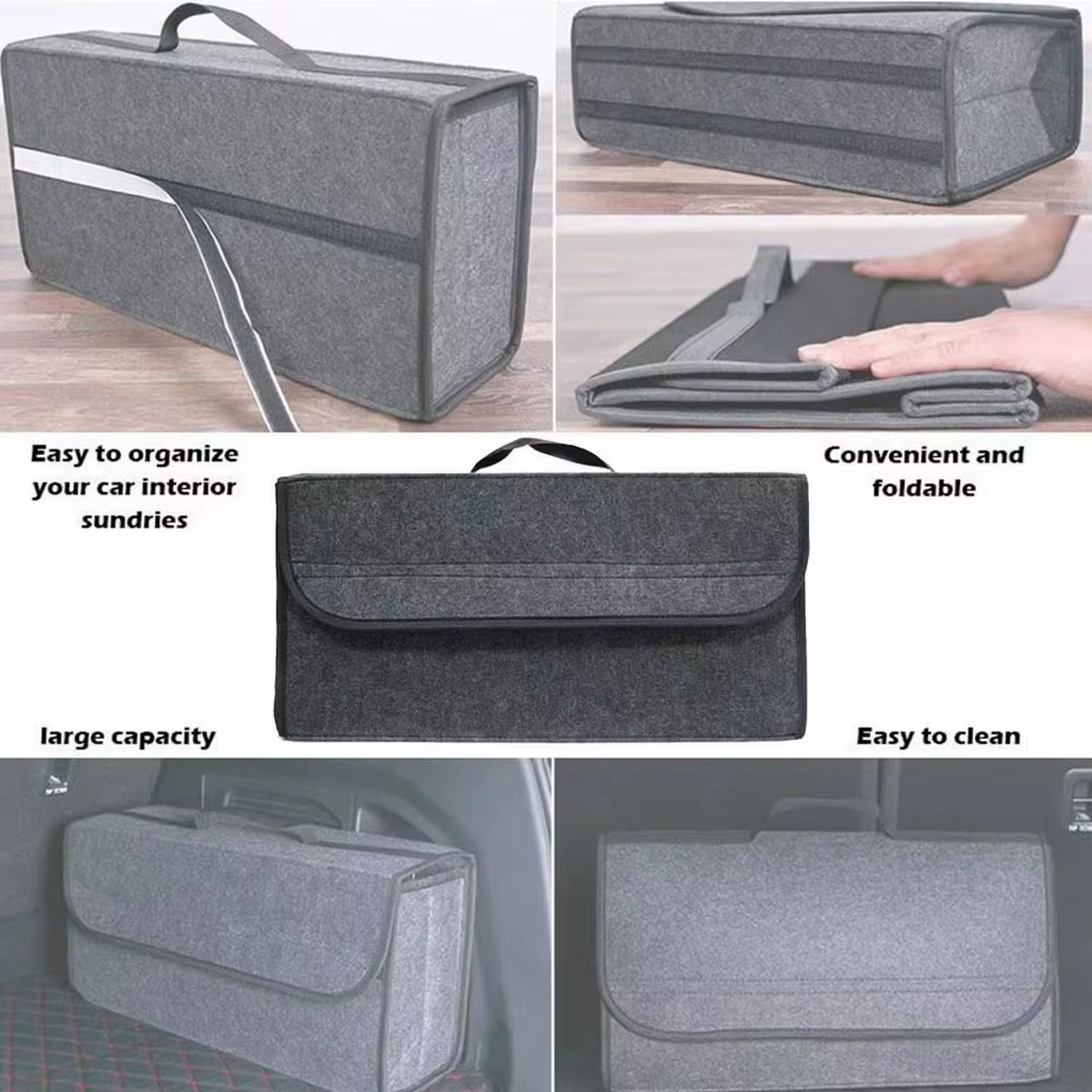 1PC Boîte de rangement en feutre gris foncé pour voiture