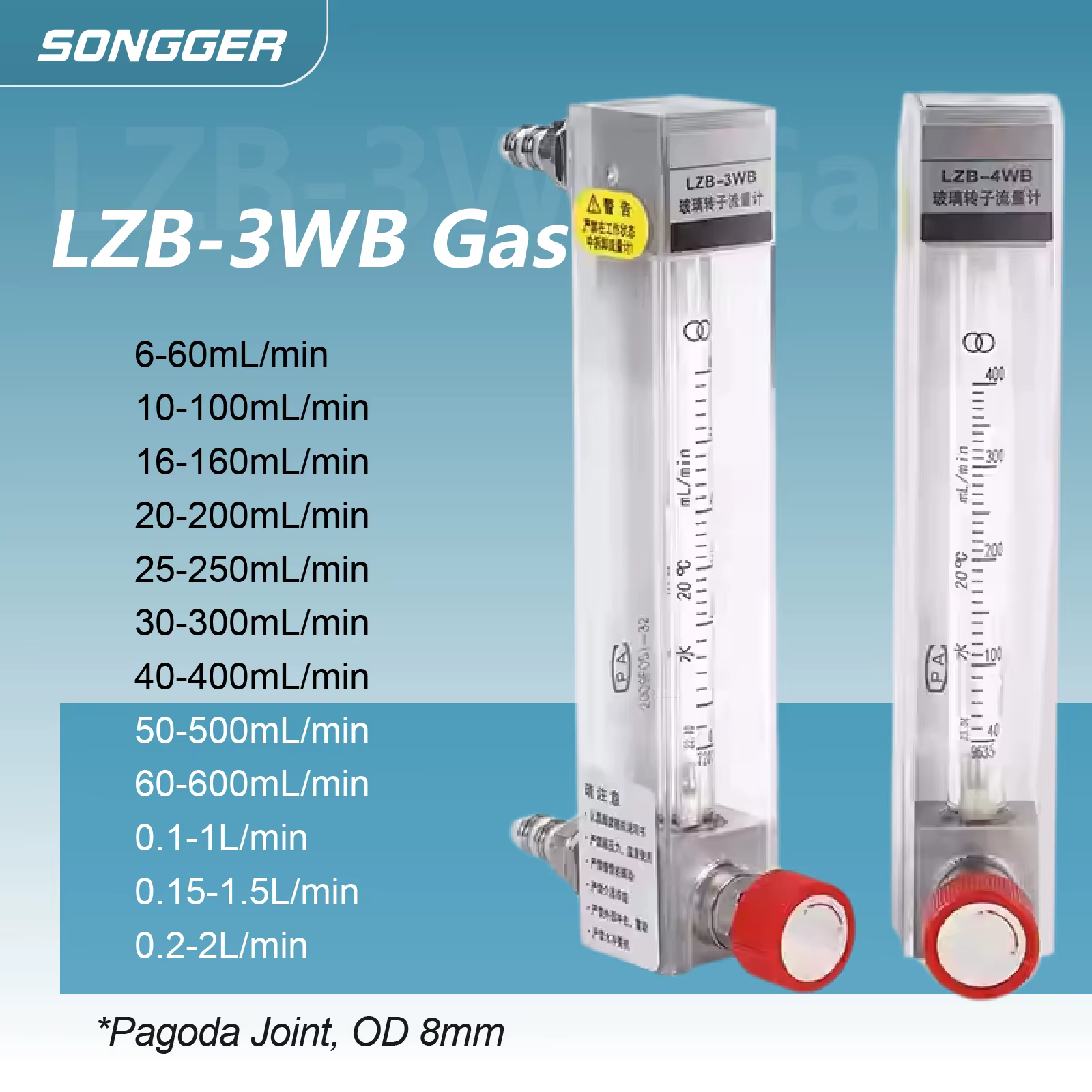 Débitmètre à Tube en Verre LZB-3WB Rotamètre à Zone Variable avec Vanne de Régulation Pour Liquides et Gaz à Faible Débit Mesure en Ligne Haute Précision