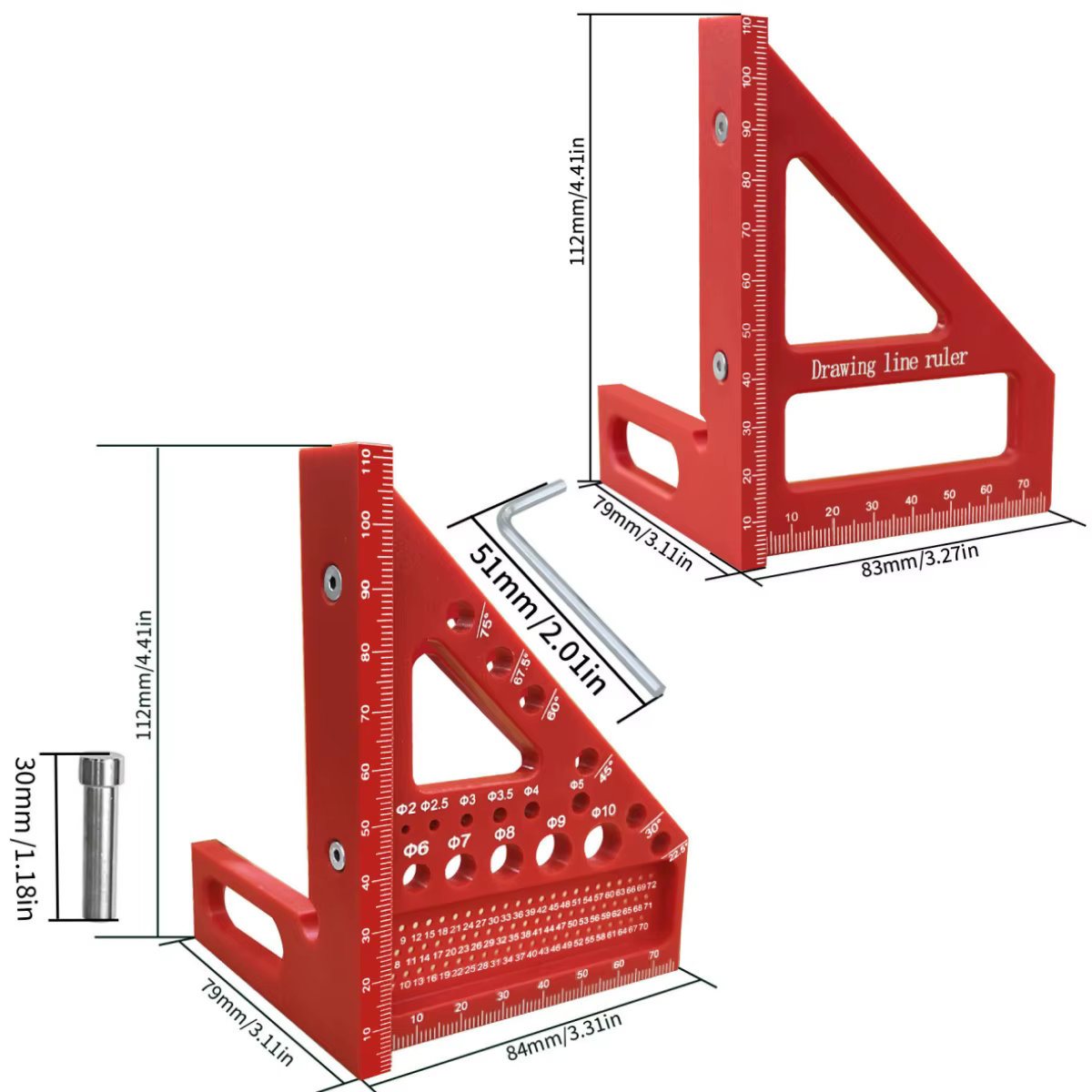 Outil de mesure de disposition de règle triangulaire à onglet métrique