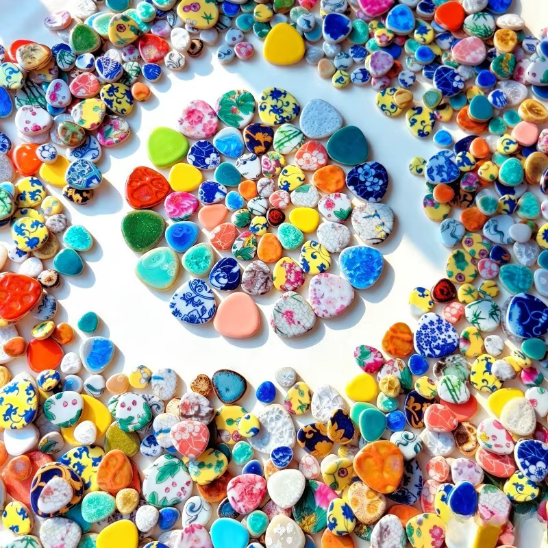 500g de carreaux décoratifs en céramique de couleurs mélangées pour le jardin, bricolage, décoration de pots, artisanat, mosaïque multifonctionnelle, matériel artistique