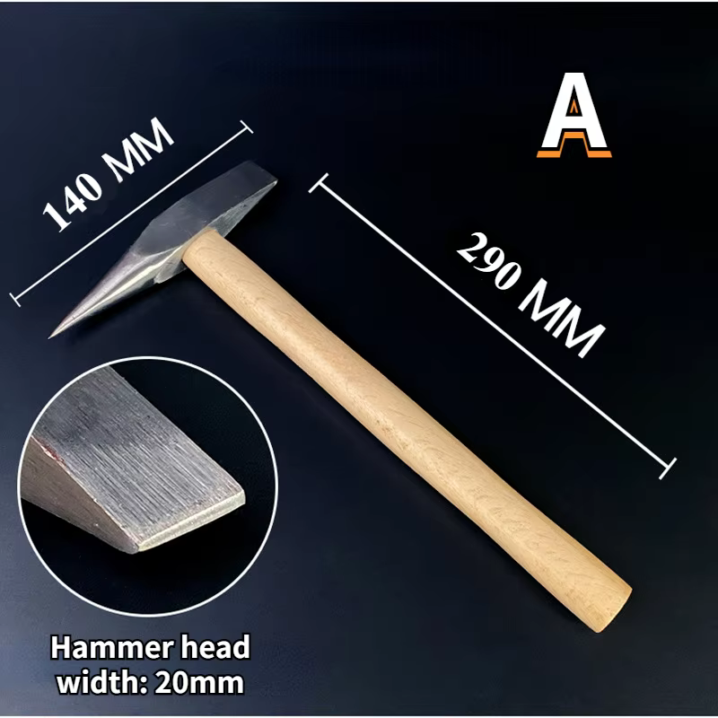 Marteau géologique 2 en 1 à tête plate pointue avec manche en bois pour la prospection minérale des roches