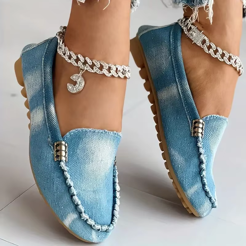 Femmes chaussures plates bout rond fond épais marche