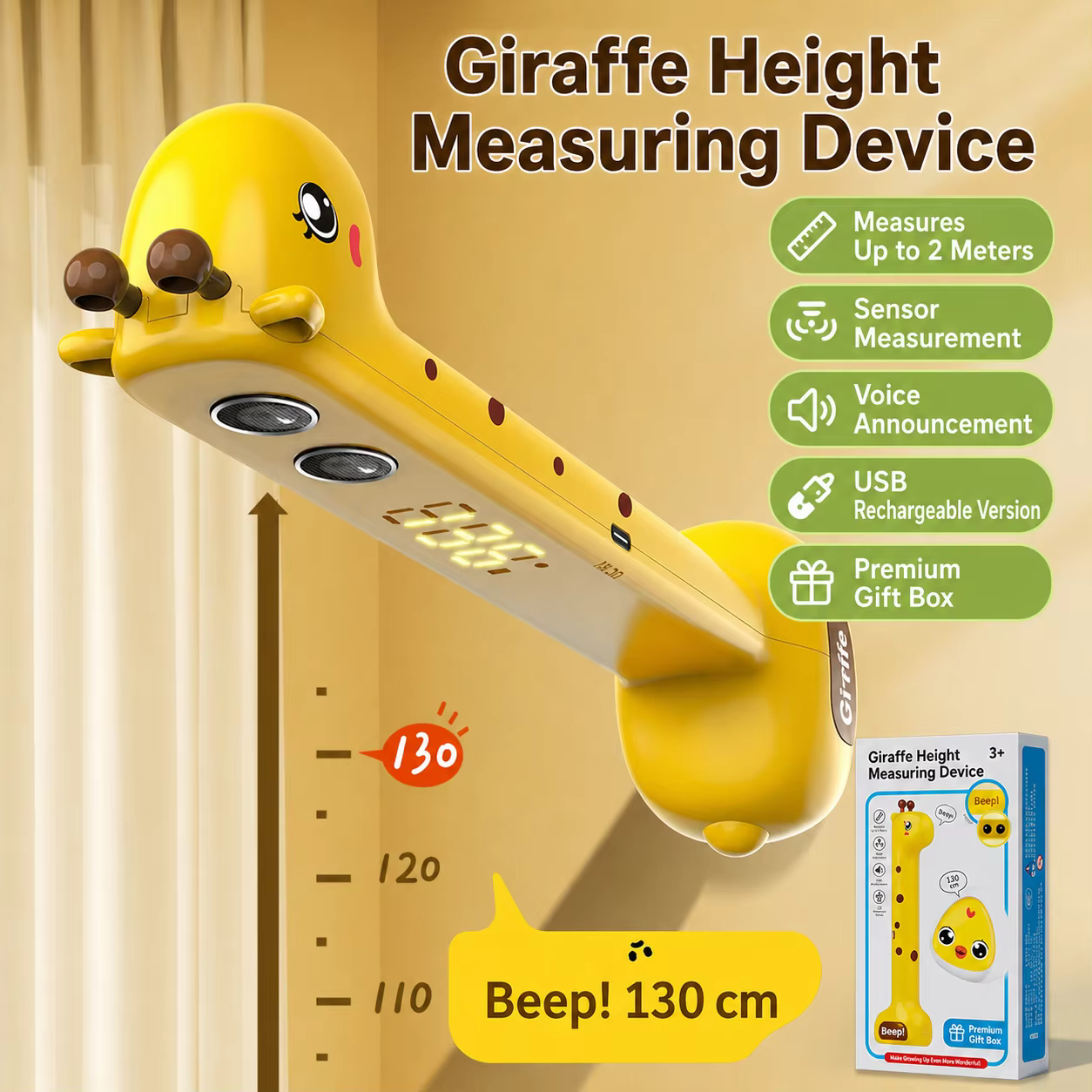Appareil de mesure de la taille pour enfants Girafe