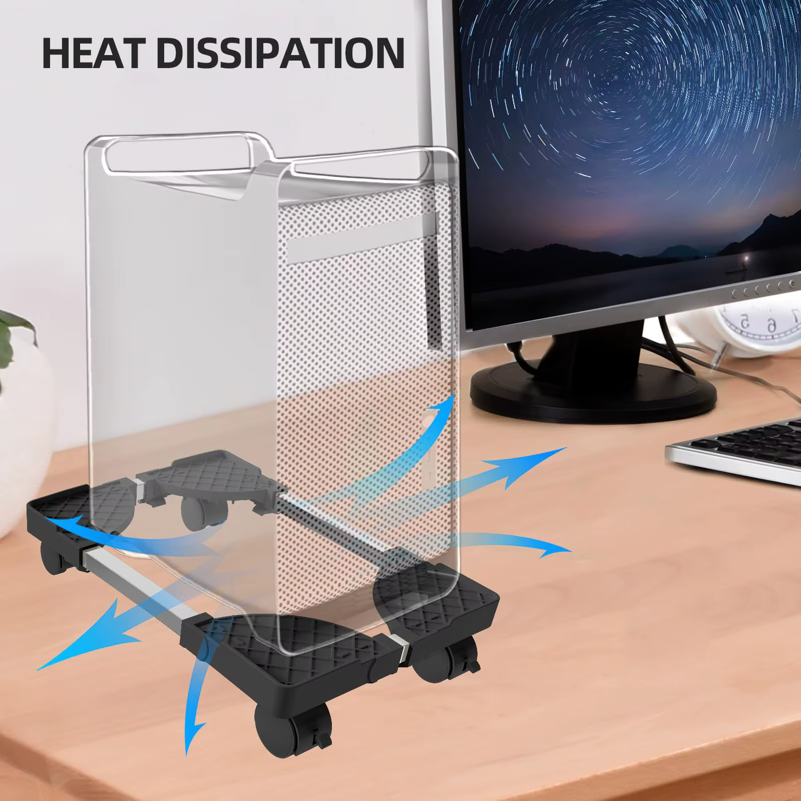 Support d'ordinateur pour tour de bureau, adapté à la plupart des accessoires de bureau de jeu sur PC, support de sol réglable pour processeur Mobile