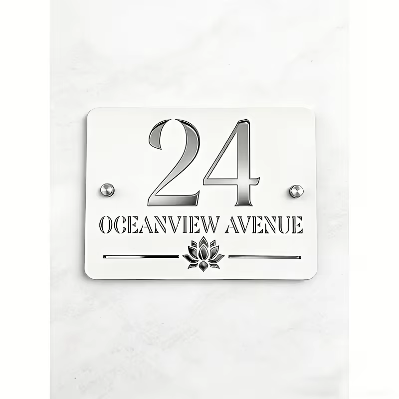 Panneau d'entrée résidentiel, panneau de porte d'entrée, panneau d'adresse moderne pour décoration extérieure de maison, panneau acrylique 3D personnalisé