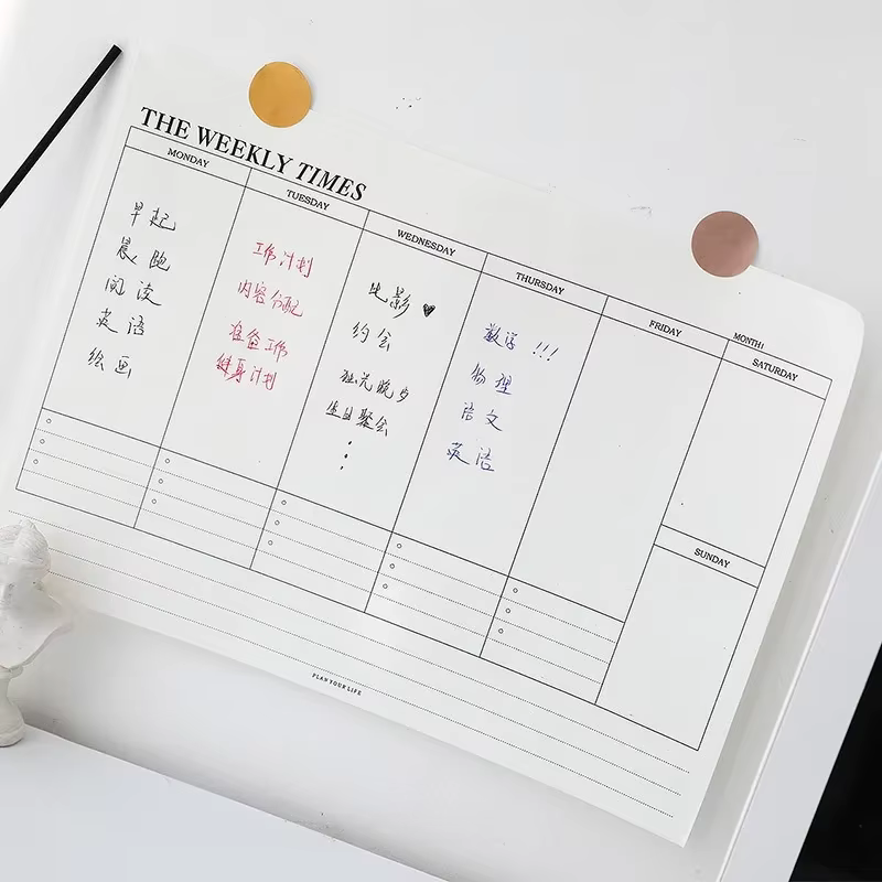 Carnet d'agenda hebdomadaire mensuel non daté
