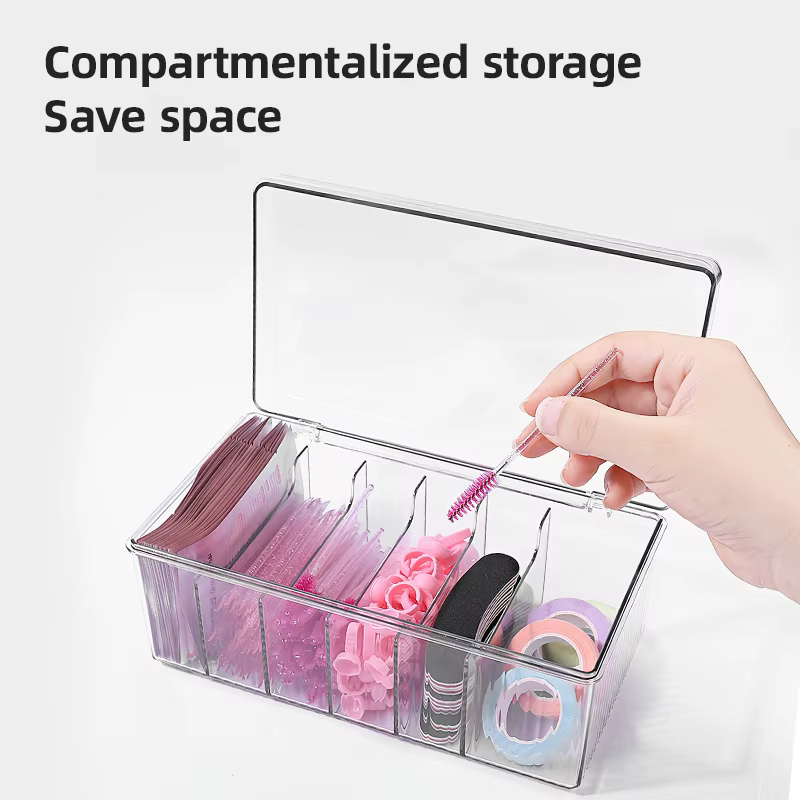 Boîte de rangement de cils avec couvercle, outil d'organisation de cosmétiques de bureau, support de boîtier Transparent en acrylique exclusivement pour les fournitures de maquillage