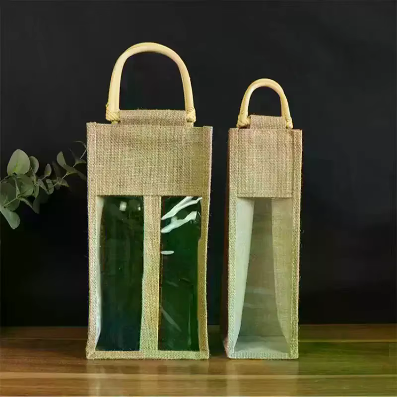 Sac à main pour vin rouge, boîte cadeau pour vin avec fenêtre et poignée, emballage pour bouteille simple/double, sacs pour champagne, cadeaux de mariage pour invités