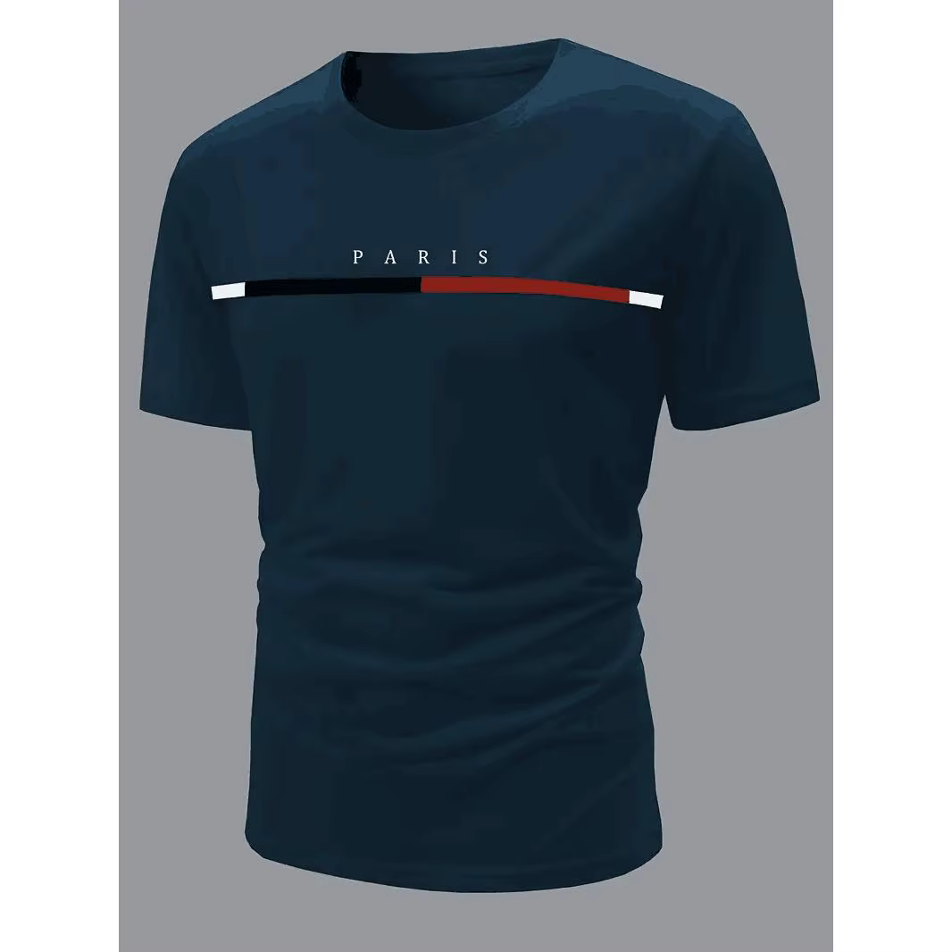 T-shirt à motifs College sur le thème de Paris, vêtements d'été pour hommes
