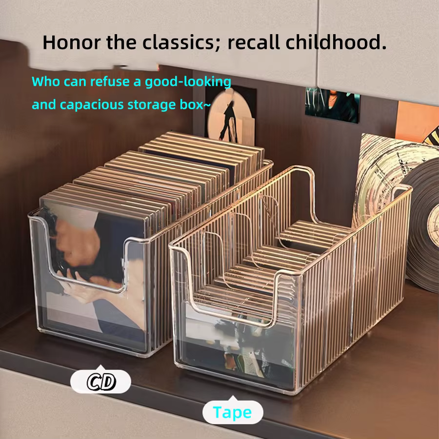 Boîte de rangement pour CD, organisateur de collection de disques et cassettes de bureau, présentoir noir pour albums vinyles