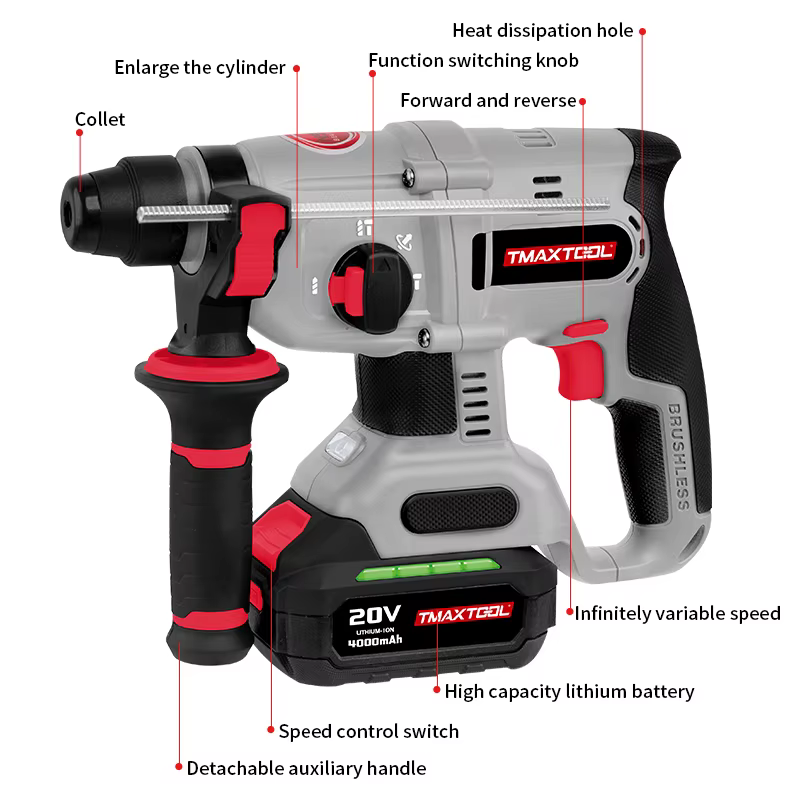 Marteau perforateur rotatif multifonction sans fil pour la démolition de murs