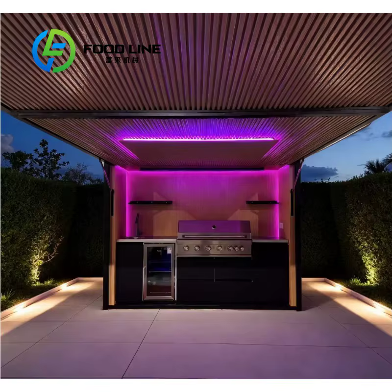Abri modulaire personnalisé résistant aux intempéries avec pavillon de cuisine extérieure