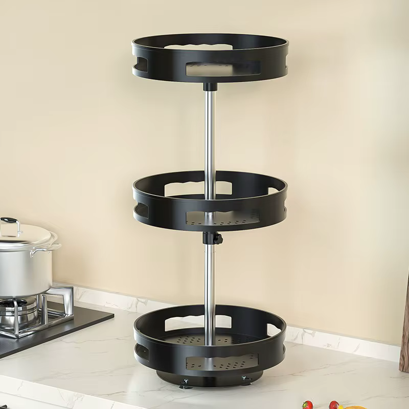 360 ° Étagère à épices rotative multi-niveaux, carrousel de rangement pour comptoir de cuisine, plateau tournant pour bouteilles et bocaux d'épices