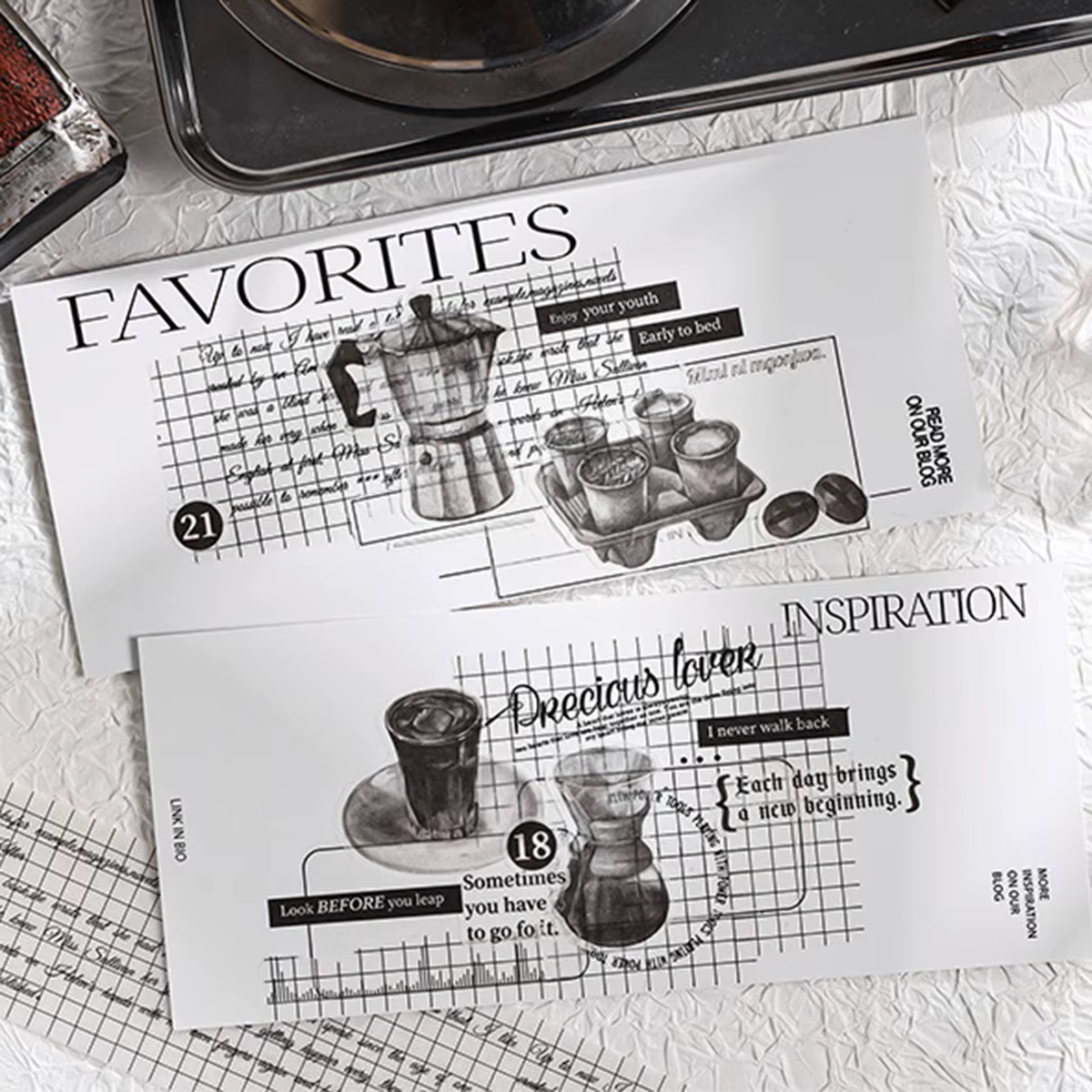 6 rouleaux/boîte de ruban washi vintage anglais, ruban décoratif simple noir et blanc, facile à déchirer pour la décoration de fond de scrapbooking