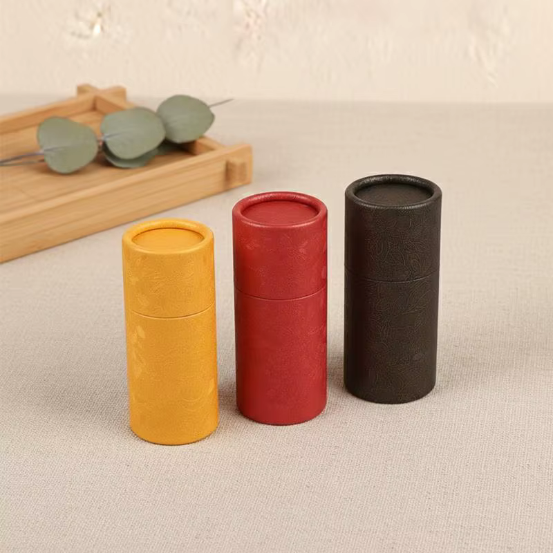 Boîte Cadeau Cylindrique Universelle - 1 Pièce Contenant en Papier Kraft pour Bouteilles d'Huiles Essentielles et Thé - Solution d'Emballage Écologique