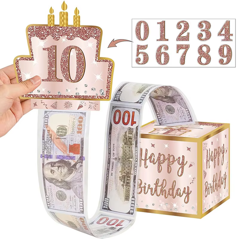 Tirelire d'anniversaire en or rose