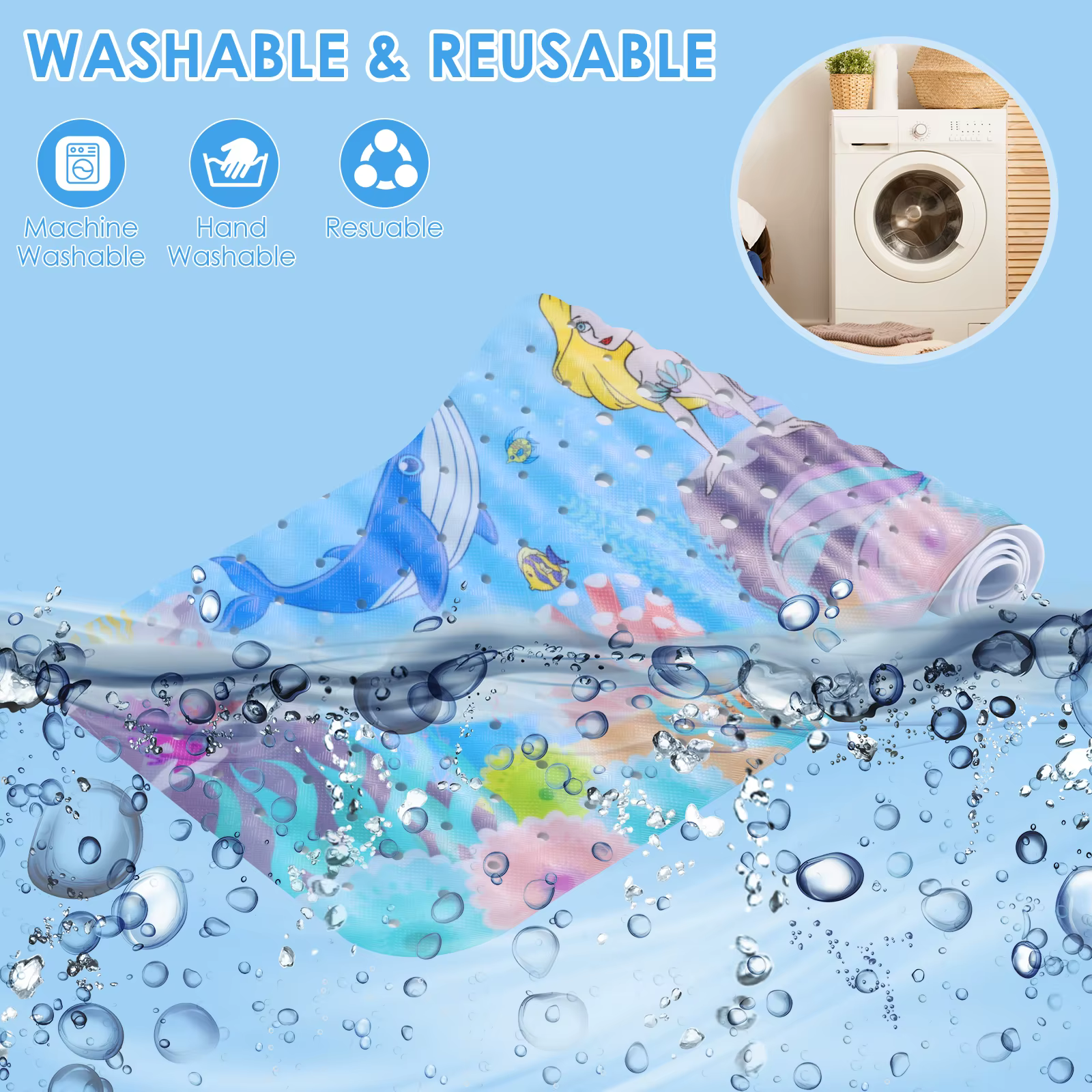 Grand tapis de bain de dessin animé pour bébés et enfants, tapis de baignoire de douche antidérapant avec ventouse, coussin de Massage doux