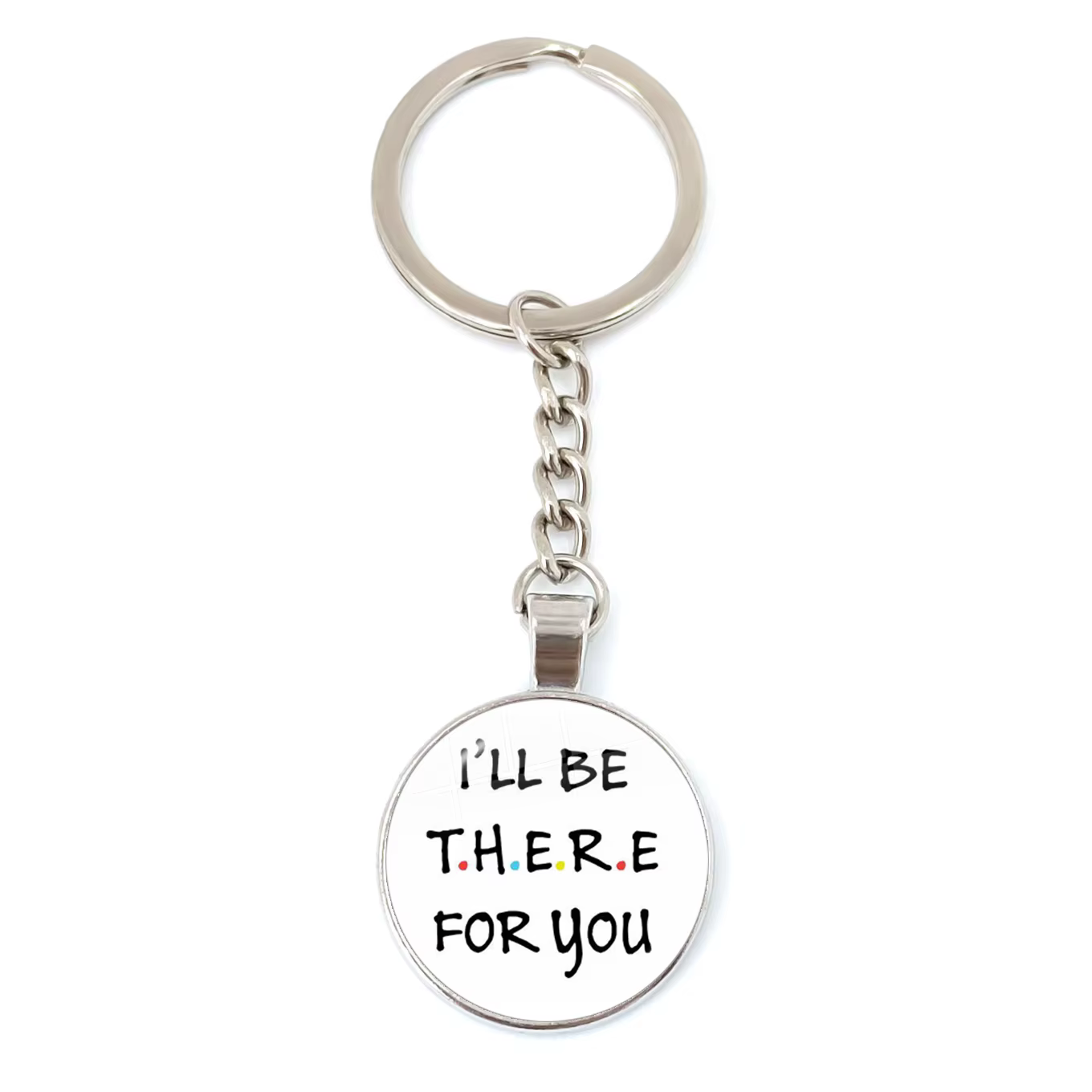 Nouveaux amis émission de télévision pendentif porte-clés personnage dessin animé motif amusant 25mm verre Cabochon
