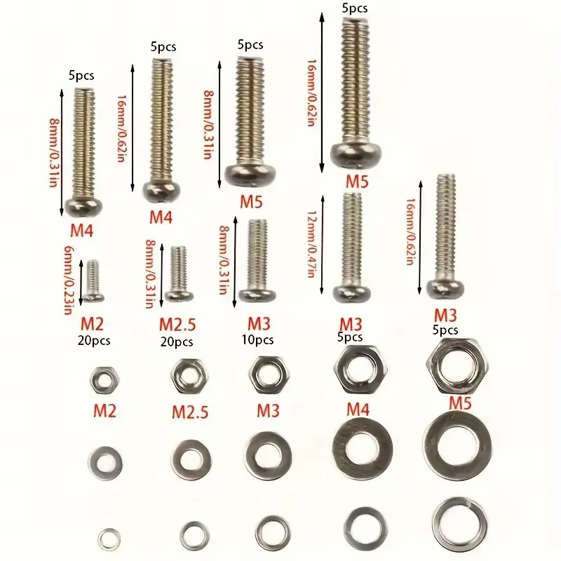 Kit d'assortiment de vis et d'écrous en acier inoxydable de qualité supérieure