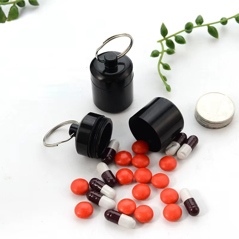 Boîte à pilules étanche en aluminium avec rangement scellé