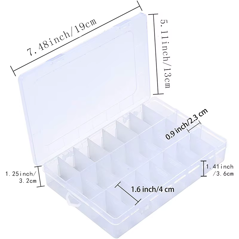 Boîte de rangement de fil à broder en plastique Transparent à 24 grilles