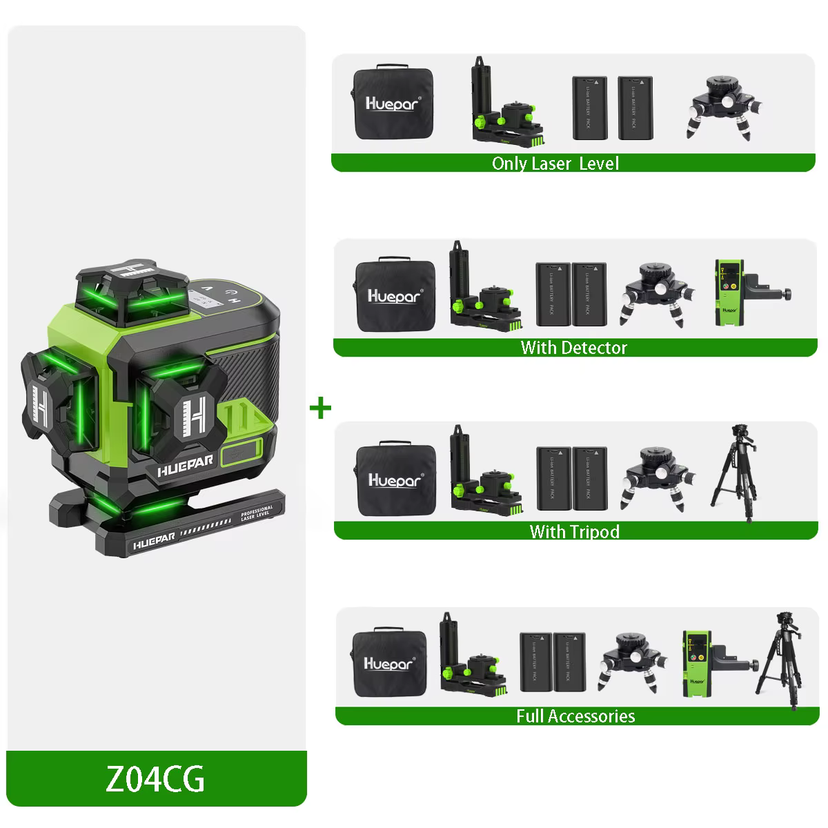 Huepar-Niveau laser vert 4D 16 lignes Z04CG