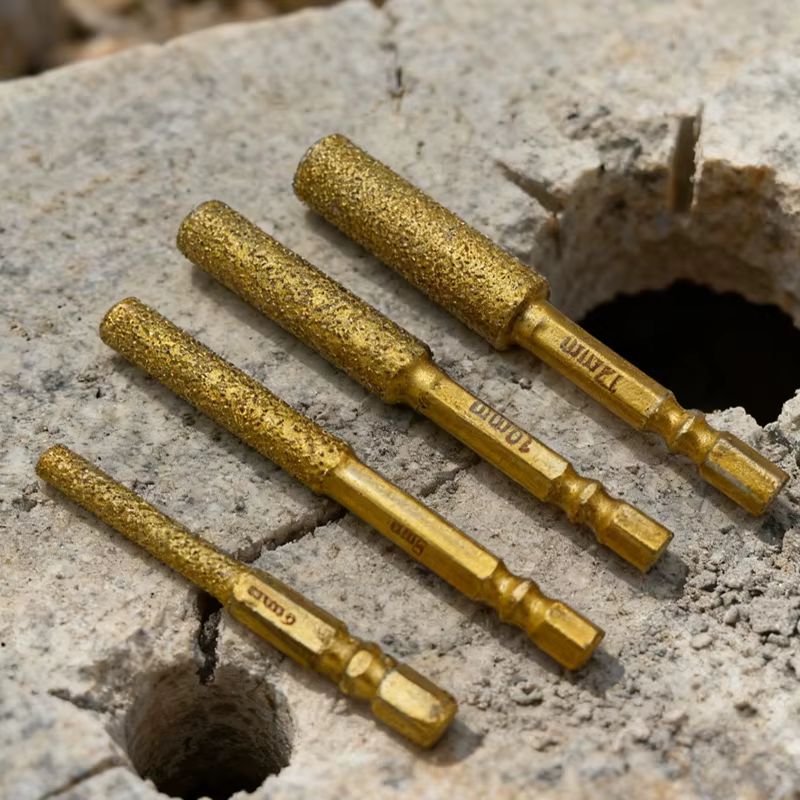 D6 8 10 12 4 pièces forets à noyau de diamant filetage de forage à sec tige hexagonale foret