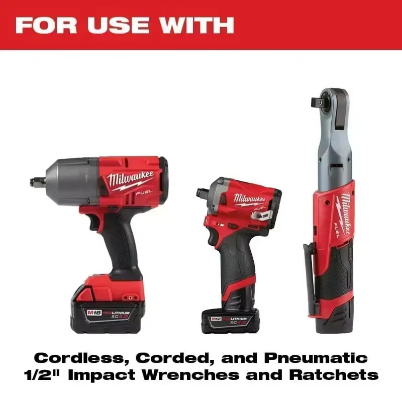 MILWAUKEE 49-66-7014 Impact Duty 14 pièces 1/2 "entraînement métrique profond 6 points douilles Kits HOCKWAVE clé