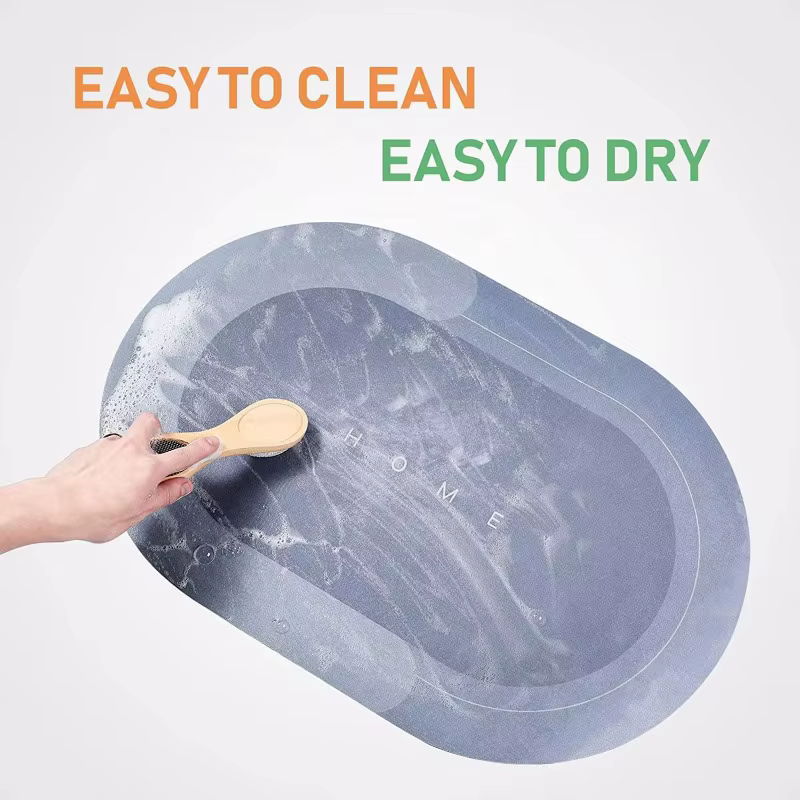 Tapis de salle de bain décoratif, antidérapant, à séchage rapide, résistant aux taches - Tapis de douche facile d'entretien pour sols de salle de bain