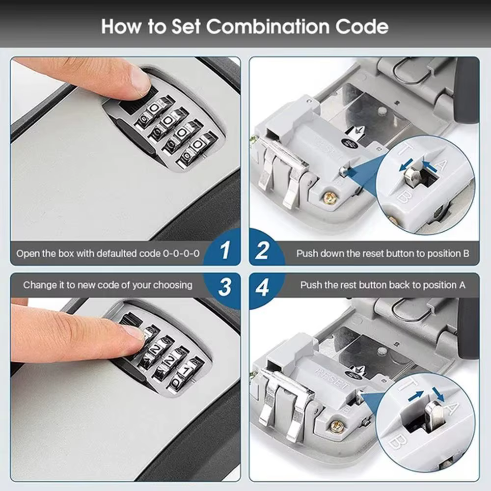 Boîte de rangement de clé à combinaison de 4 chiffres