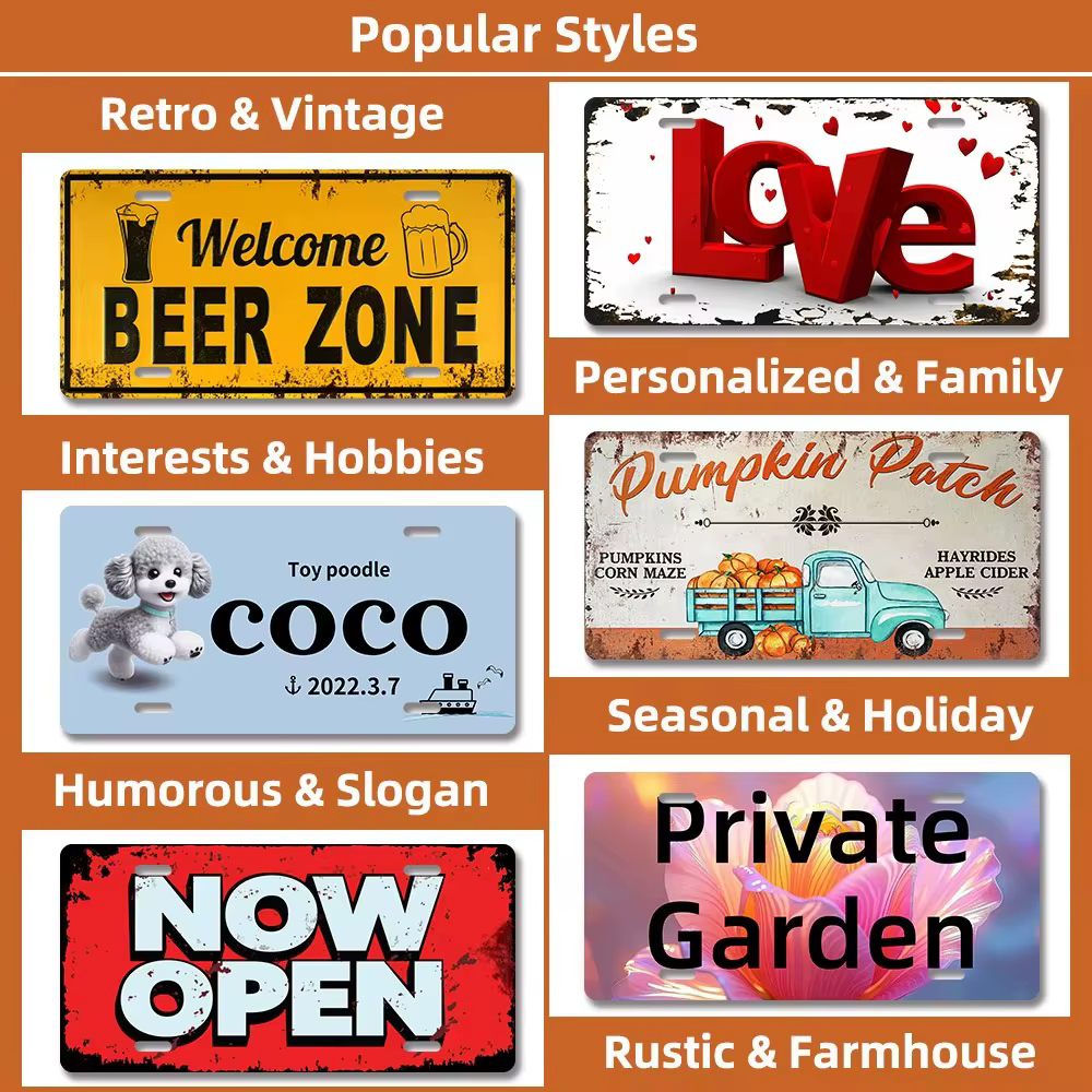 Plaque de signalisation personnalisée en métal 12x6 pouces, en aluminium, style rétro, pour décoration murale, texte et image personnalisés pour bar, maison, café, etc.