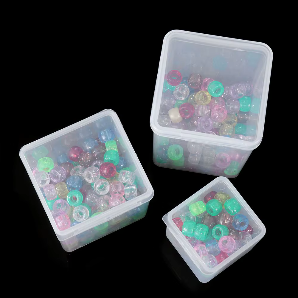 3TANSmall-Boîte de rangement carrée transparente en plastique