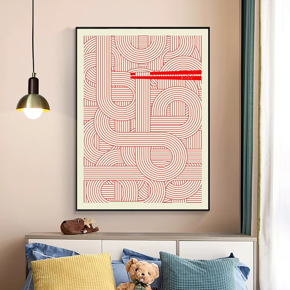 Affiche rouge Ramen maximaliste