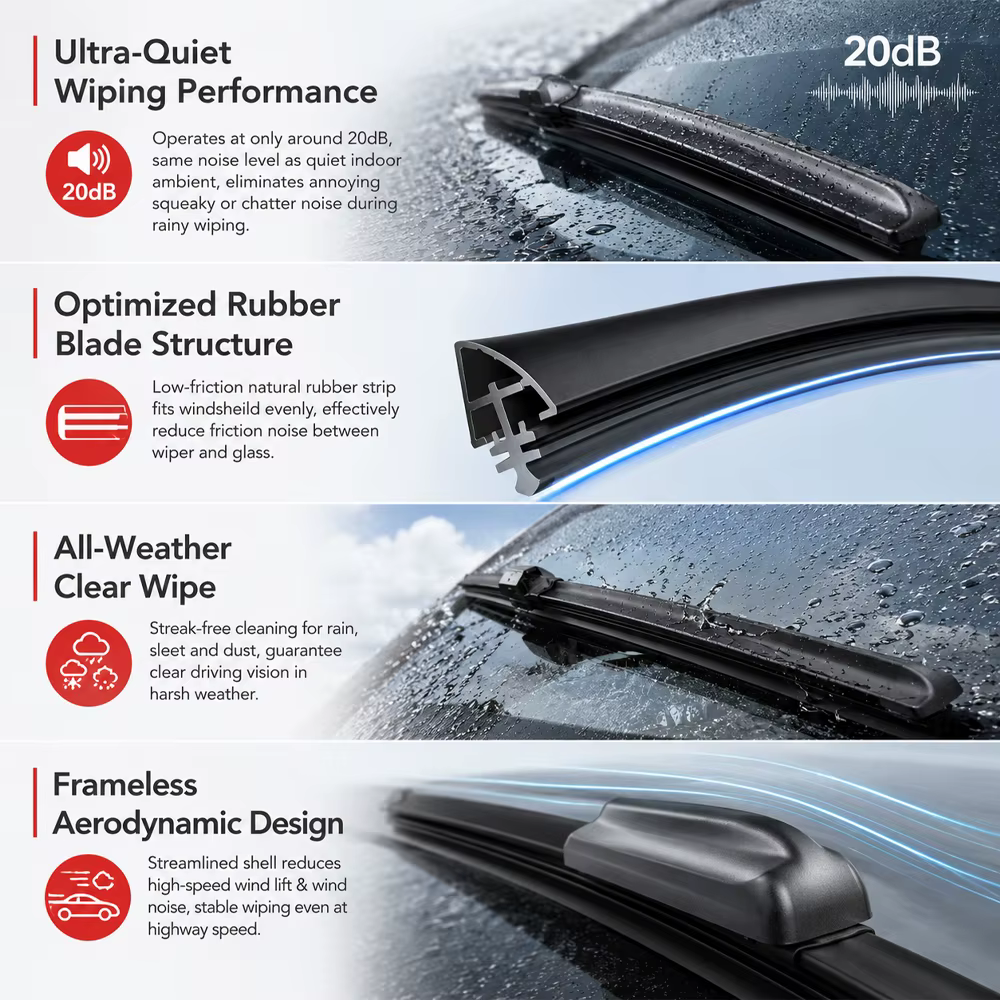 Lames d'essuie-glace 2 pièces pour Nissan Juke 2019-2025 – Vision claire garantie