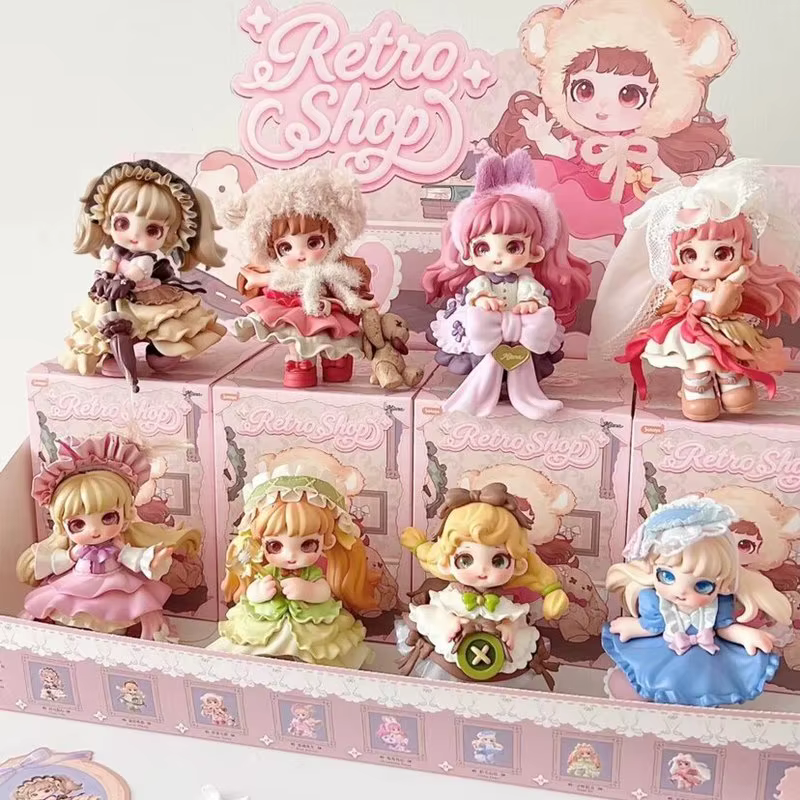 Miana Blind Box Vintage Shop Series Figurine de poupée mignonne Ornement de table Jouet tendance à collectionner Cadeau pour collectionneuses adultes