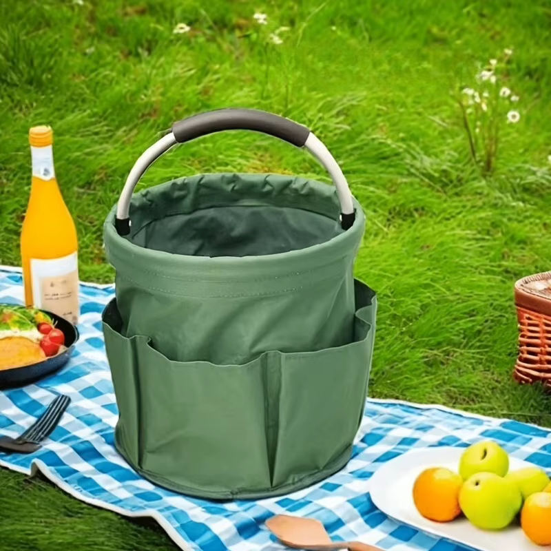 Panier de rangement pliable avec poignée et plusieurs poches - Portable