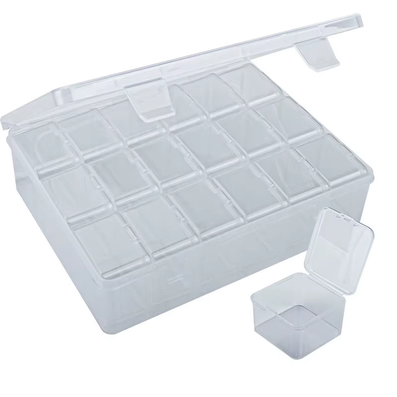 Boîte de rangement transparente à 18 compartiments grande capacité