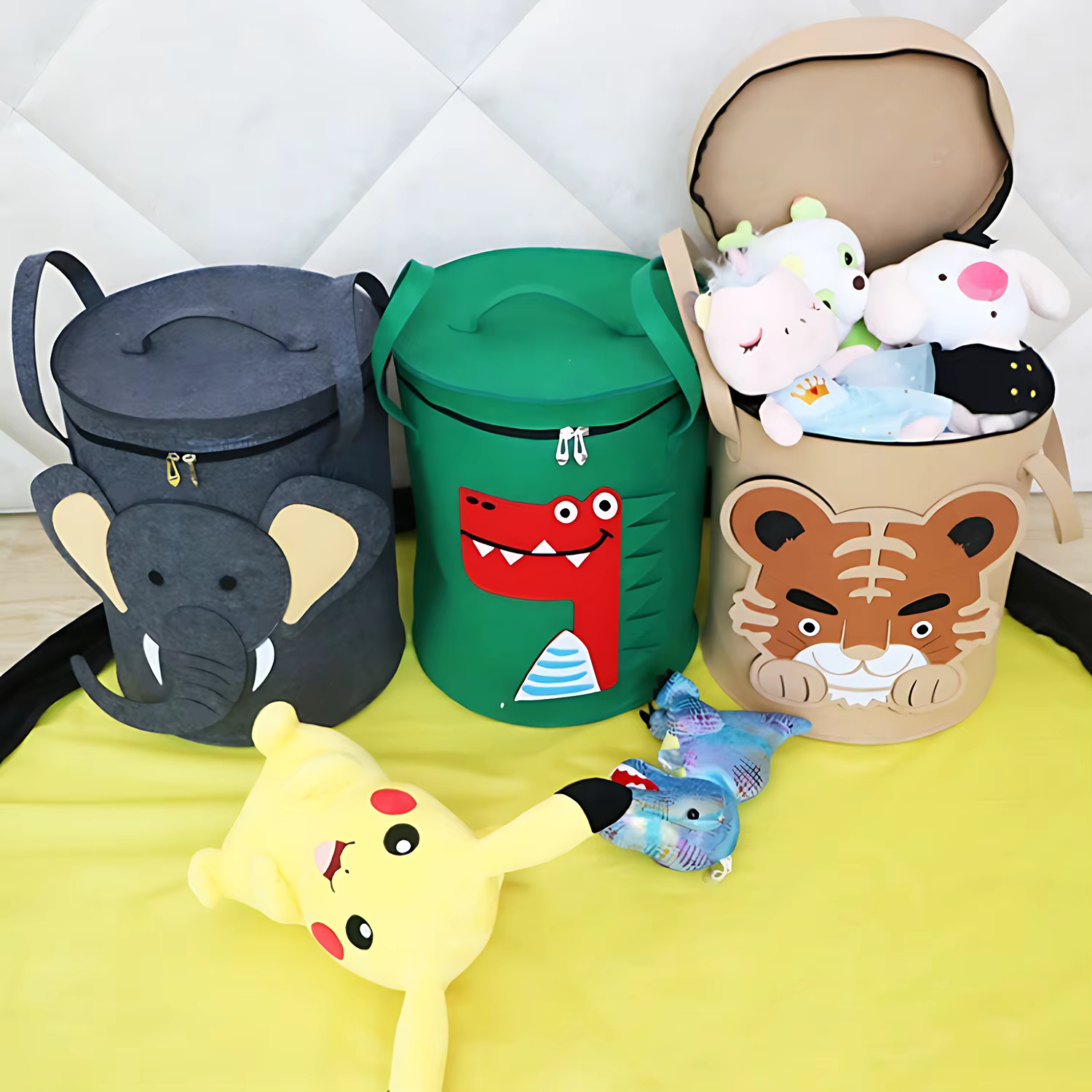 Panier de rangement pour jouets avec couvercle, grande capacité, pliable, pour chambre, salle de jeux, salle de classe, durable, bords arrondis