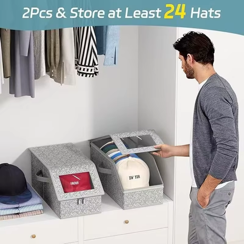 Boîte de rangement pliable pour chapeaux avec fermeture éclair